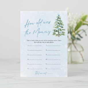 Blue Bows Christmas Baby How Old Was Mommy Game Invitation