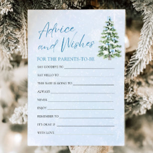 Blue Bows Christmas Baby Shower Advice and Wishes Invitation