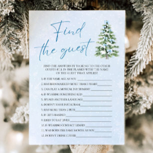 Blue Bows Christmas Find the Guest Baby Shower Invitation