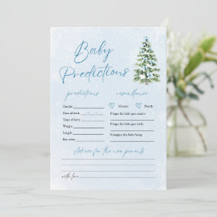 Blue Bows Christmas Tree Baby Snow Prediction Game Invitation