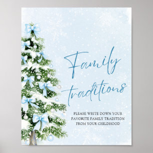 Blue Bows Christmas Tree Family Traditions Game Poster