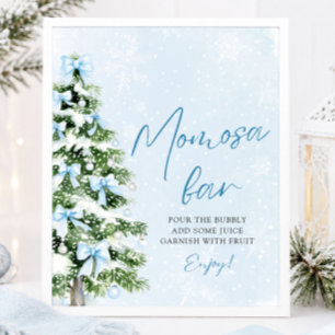 Blue Bows Christmas Tree Snowflake Momosa Bar Sign