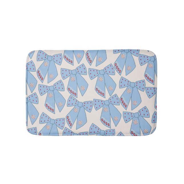 Blue Bows Coquette Bath Mat (Front)
