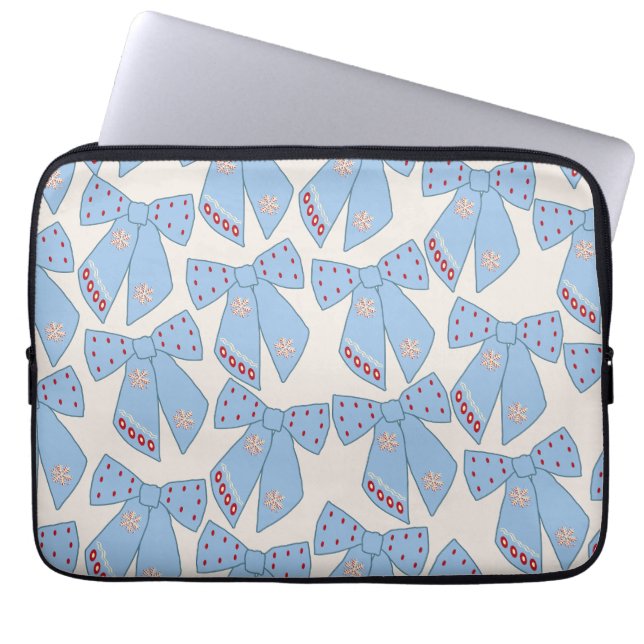 Blue Bows Coquette Laptop Sleeve (Front)