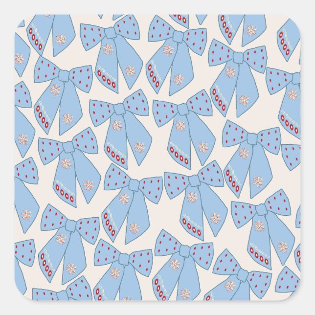 Blue Bows Coquette Square Sticker (Front)