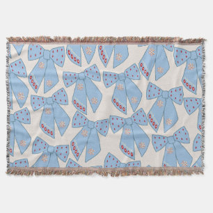 Blue Bows Coquette Throw Blanket