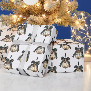 Blue bows Ornaments Christmas Wrapping Paper