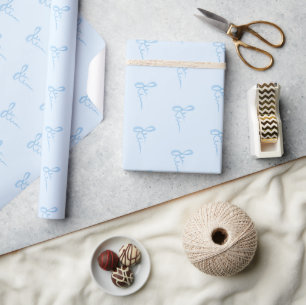 Blue bows pattern baby boy shower wrapping paper