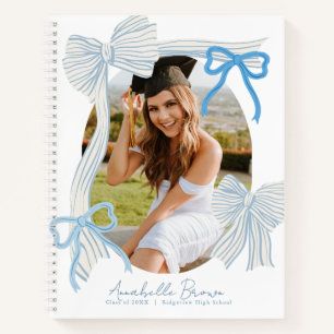 Blue Bows Photo Graduation Guest Book
