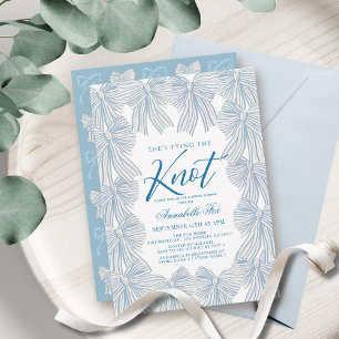 Blue Bows Tying the Knot Bridal Shower Invitation