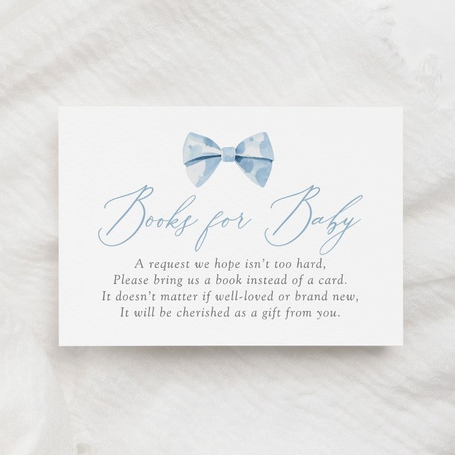 Blue Bowtie Baby Shower Books for Baby Enclosure Card (Creator Uploaded)