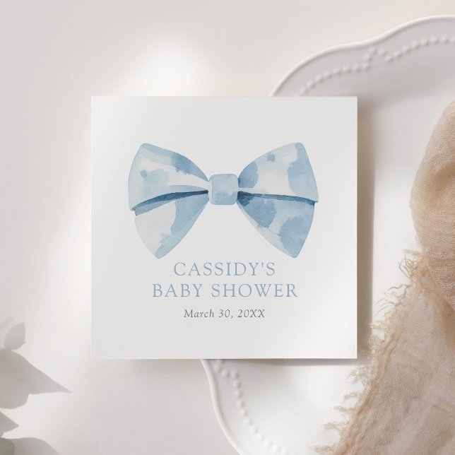 Blue Bowtie Boy Baby Shower Napkin (Creator Uploaded)
