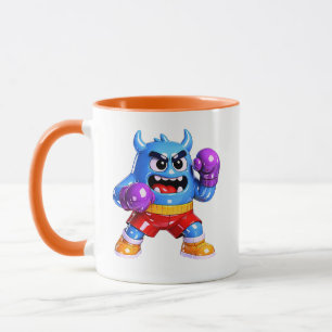 Blue Boxing Monster Illustration Mug