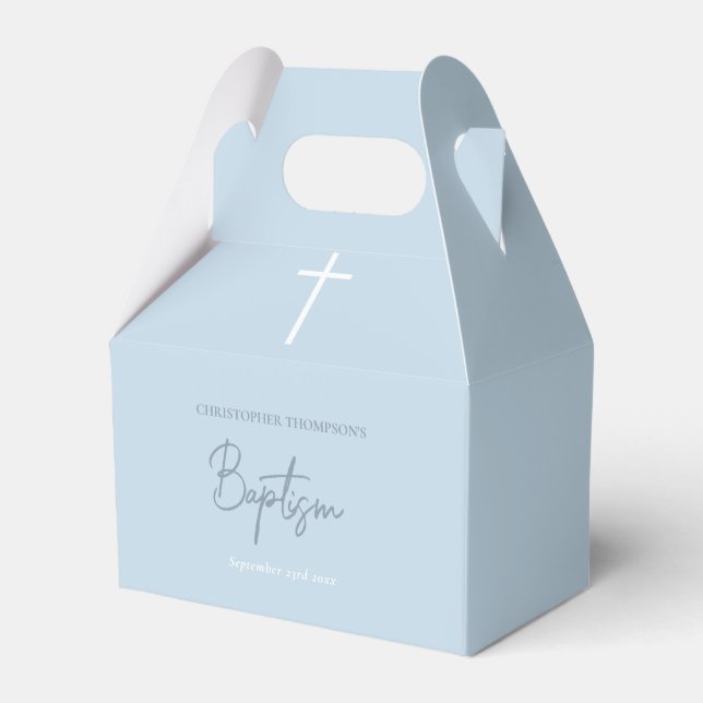 Blue Boy Baby Calligraphy Baptism Favour Box (Front Side)