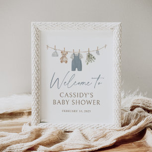 Blue Boy Baby Clothes Baby Shower Welcome Sign