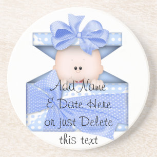 Blue Boy Baby Shower Glass Coasters