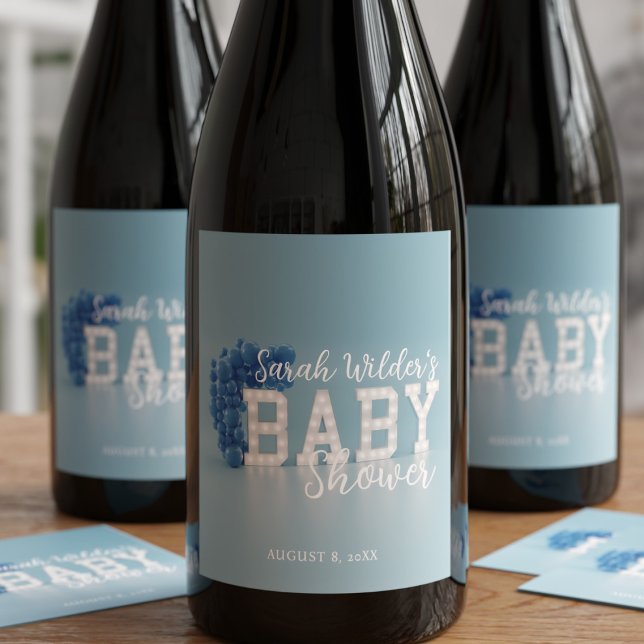 Blue Boy Baby Shower Party Wine Label (Planning a blue baby shower? Need wine labels? Just add your name and date)