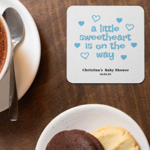 Blue Boy Baby Shower Square Paper Coaster