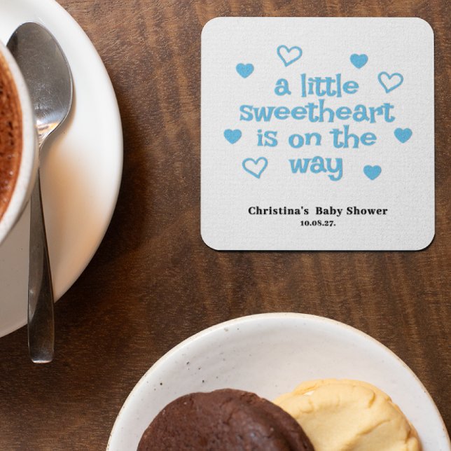 Blue Boy Baby Shower Square Paper Coaster (Creator Uploaded)