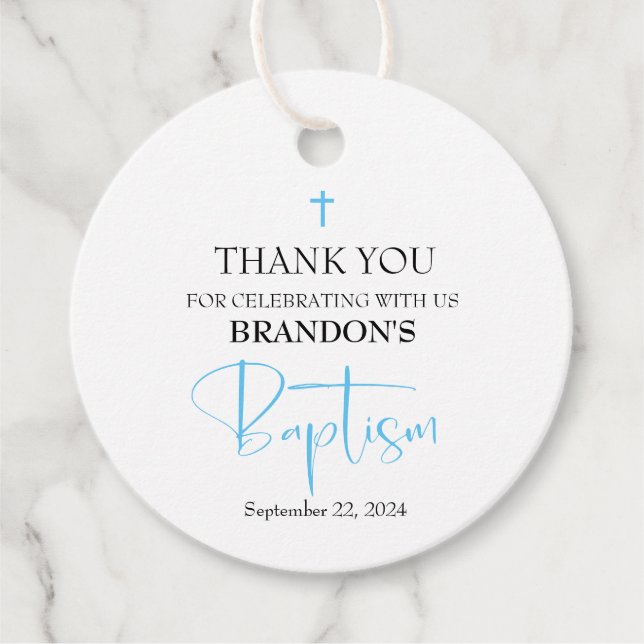 Blue Boy Baptism Favour Tags (Front)