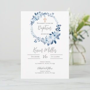 Blue Boy Baptism Invitation