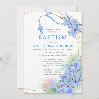 Blue Boy Baptism Invitation 