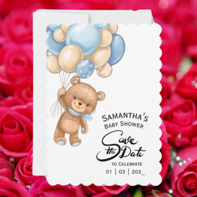 Blue Boy Bear Baby Shower Invitation (Celebrate your little one’s arrival with our charming Blue Boy Bear Baby Shower Invitation.)
