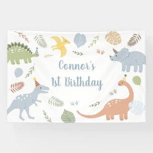 Blue Boy Boho Dinosaur Birthday Banner