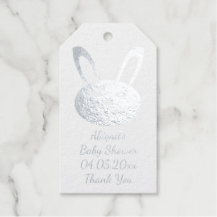 Blue Boy Bunny Face Spring Easter Baby Shower Gift Tags