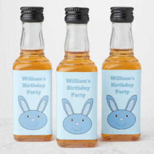 Blue Boy Bunny Face Spring Easter Birthday Liquor Bottle Label