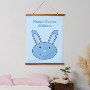 Blue Boy Bunny Face Spring Easter Custom Hanging Tapestry