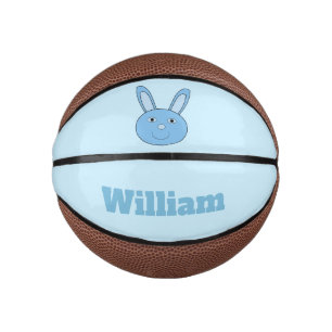 Blue Boy Bunny Face Spring Easter Custom Mini Basketball