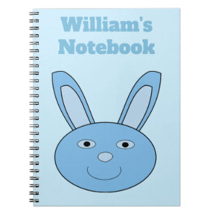 Blue Boy Bunny Face Spring Easter Custom Notebook