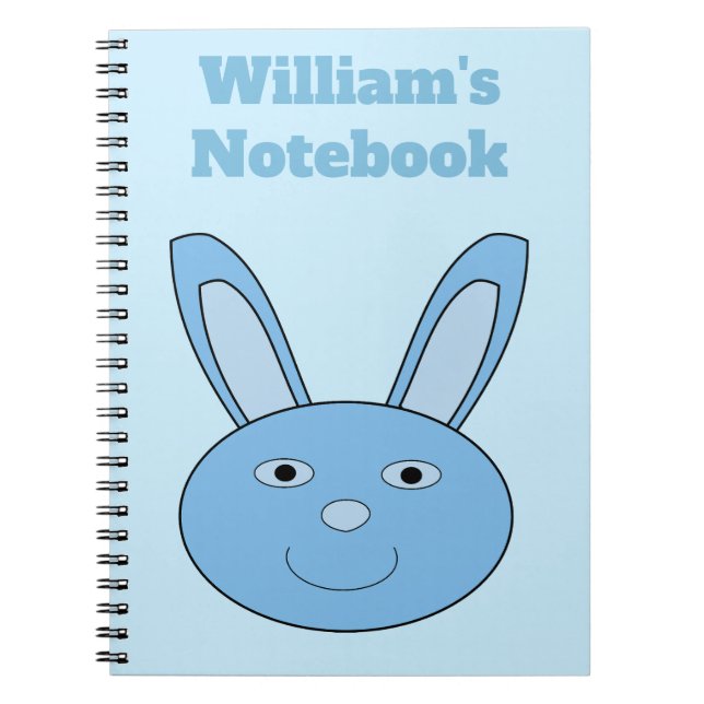 Blue Boy Bunny Face Spring Easter Custom Notebook (Front)
