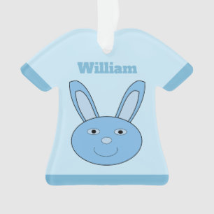Blue Boy Bunny Face Spring Easter Custom Ornament