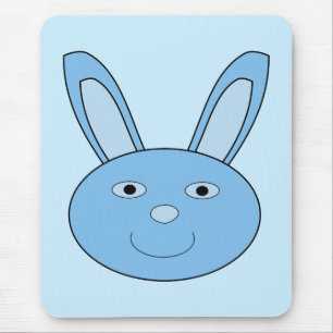 Blue Boy Bunny Face Spring Easter Mouse Pad