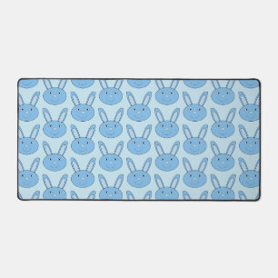 Blue Boy Bunny Face Spring Easter Patterned Desk Mat