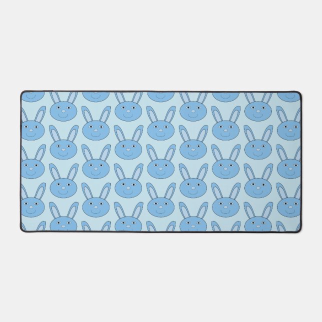 Blue Boy Bunny Face Spring Easter Patterned Desk Mat (Front)