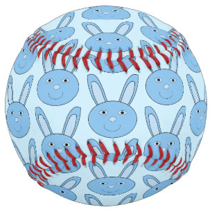 Blue Boy Bunny Face Spring Easter Patterned Softball