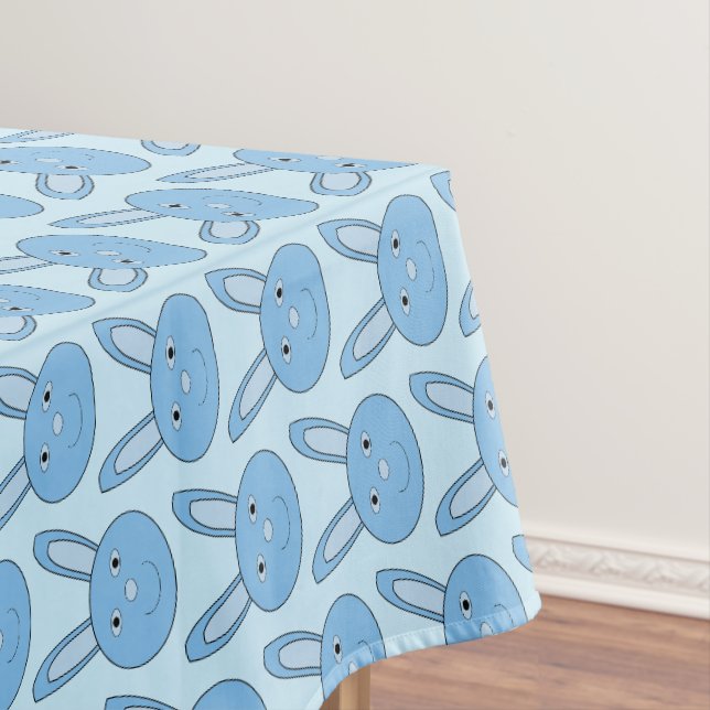 Blue Boy Bunny Face Spring Easter Patterned Tablecloth (In Situ)