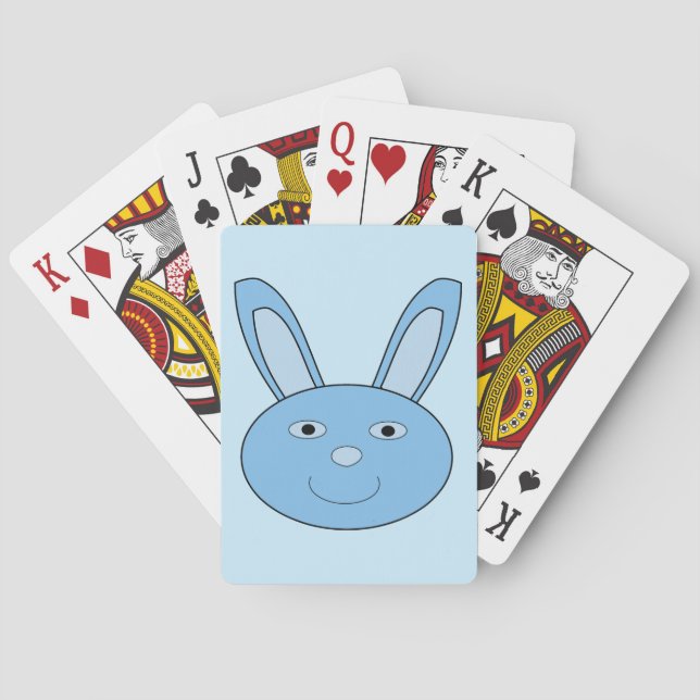 Blue Boy Bunny Face Spring Easter Playing Cards (Back)