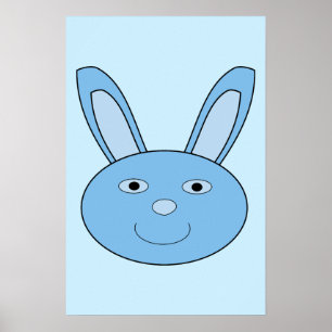 Blue Boy Bunny Face Spring Easter Poster
