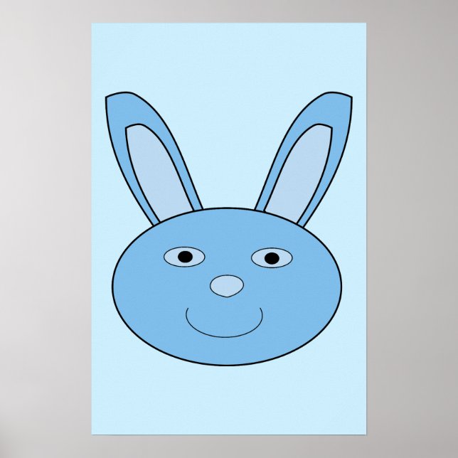 Blue Boy Bunny Face Spring Easter Poster (Front)