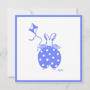 Blue boy bunny invitation