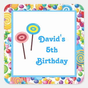 Blue Boy Candy Shop Birthday Party Favour Labels