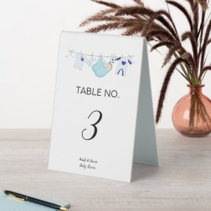Blue Boy Clothesline Baby Shower Table Number  