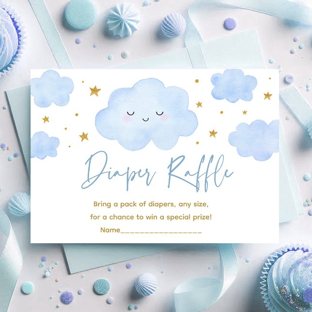 Blue Boy Cloud Stars Baby Sprinkle Diaper Raffle Enclosure Card (Creator Uploaded)