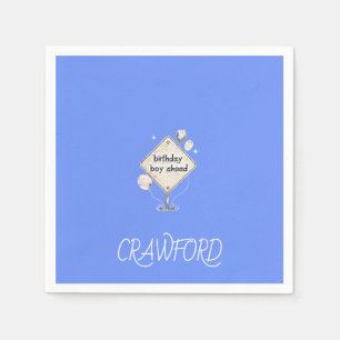 Blue Boy Construction Birthday Party Napkin