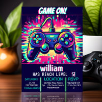 blue boy cool kids gaming level up 5th birthday