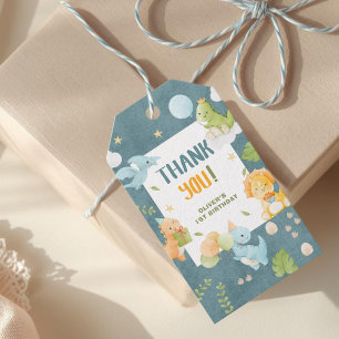 Blue Boy Dinosaur 1st Birthday Party Gift Tags